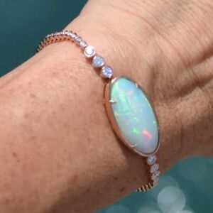 Opal and diamond tennis bracelet